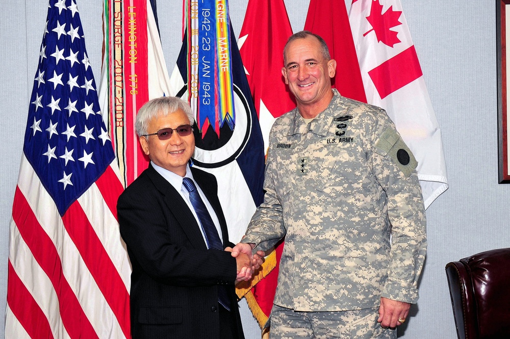 Consul general of Japan visits Lt. Gen. Brown