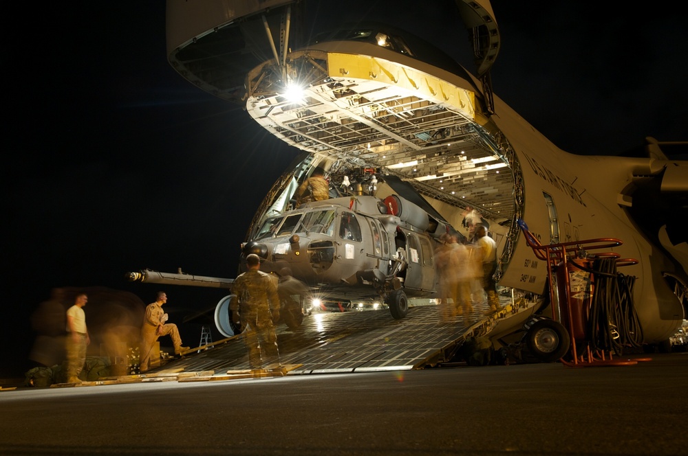 Pave Hawks unloaded from C-5