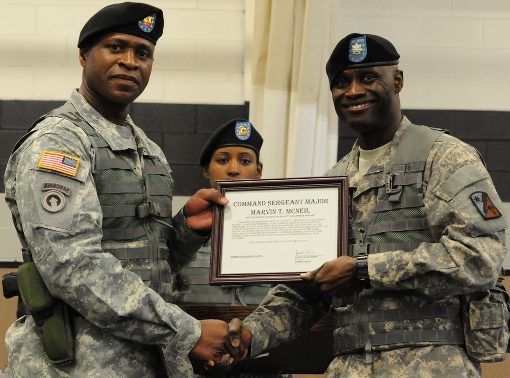 330th Trans. Bn. welcomes new CSM