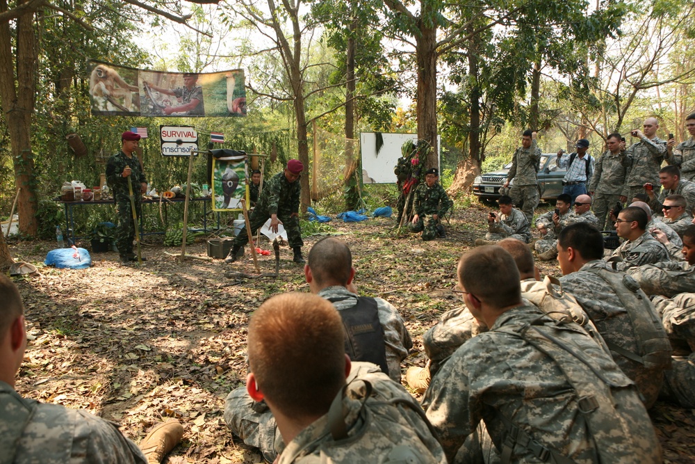Thai, U.S. soldiers learn jungle survival skills