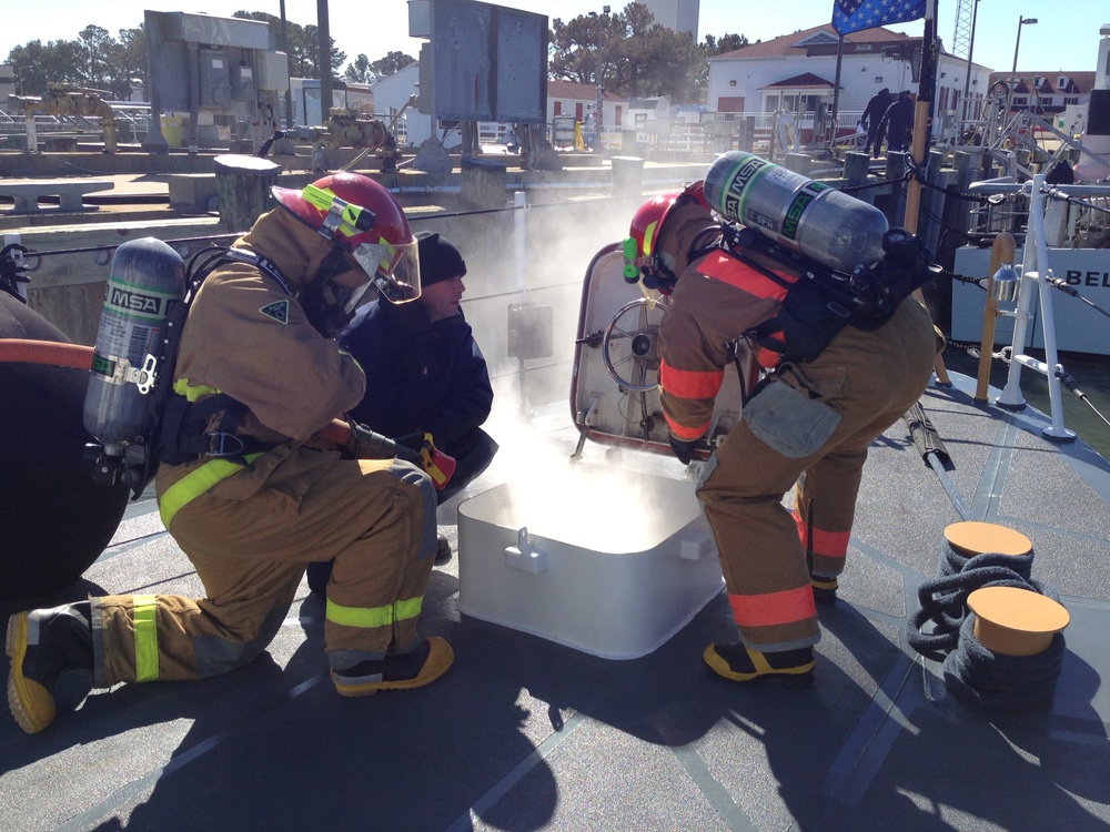 Coast Guard conducts firefighting drills aboard cutter