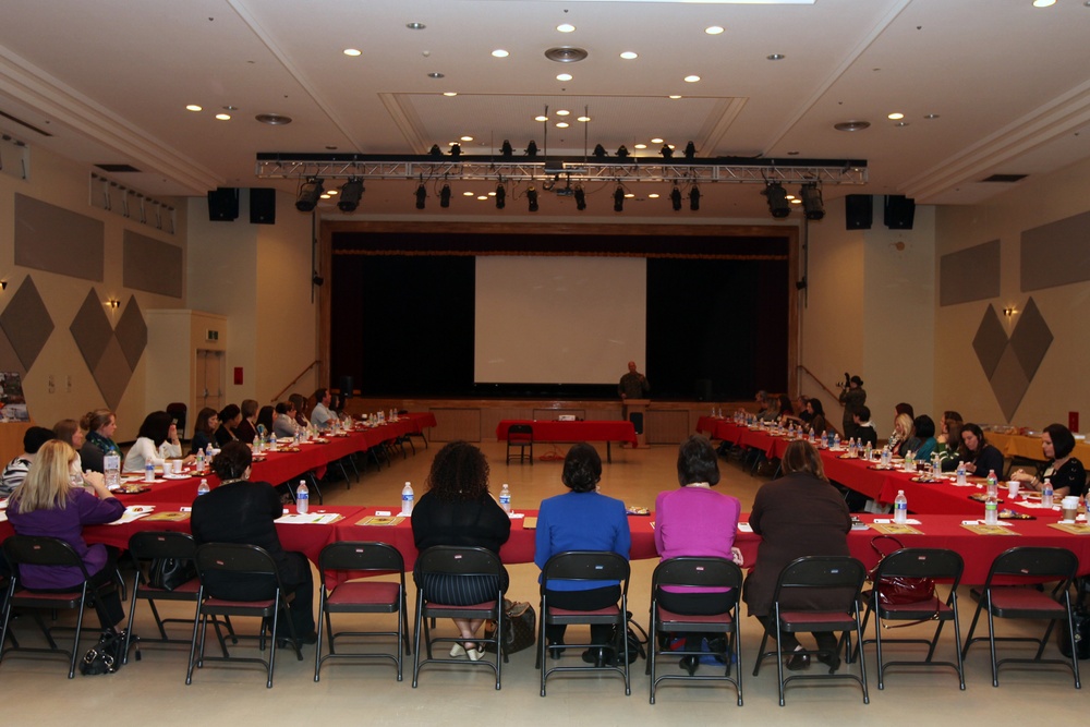 Meeting in Camp Foster community center