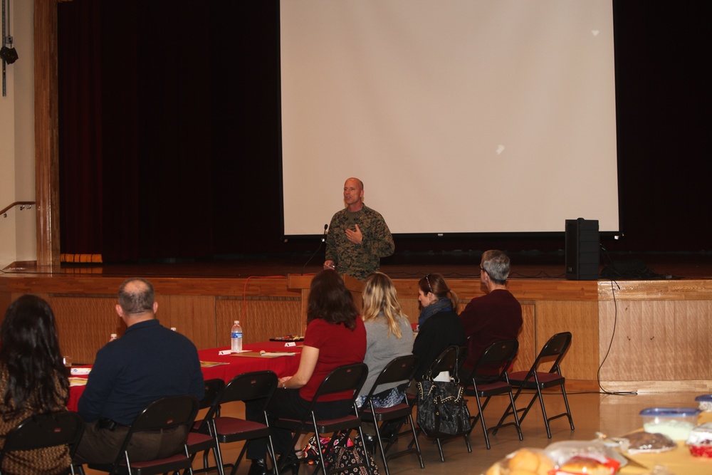 Meeting in Camp Foster community center