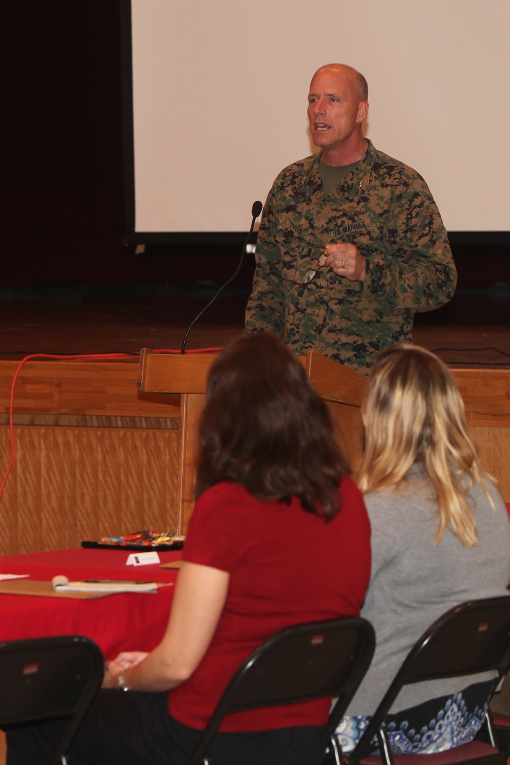 Meeting in Camp Foster community center