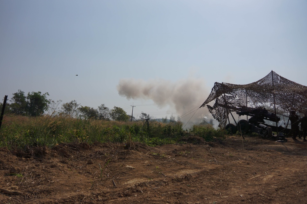 M Battery on target with artillery