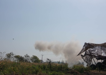 M Battery on target with artillery