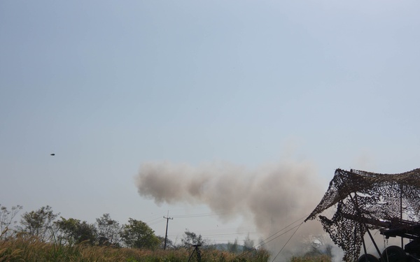 M Battery on target with artillery