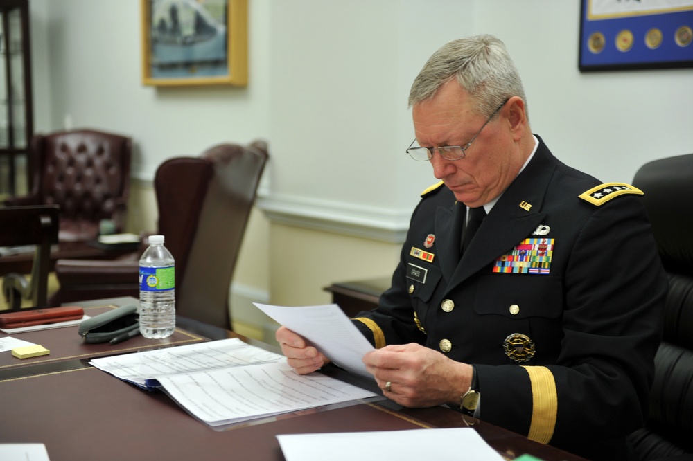Army Gen. Frank Grass on the job