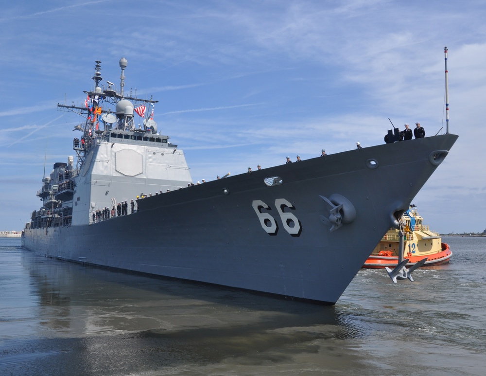 USS Hue City departs Naval Station Mayport