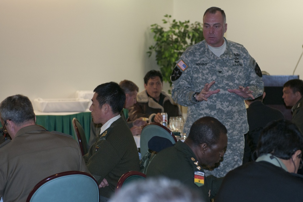 2nd Stryker Brigade commander speaks to foreign military service members at Army War College