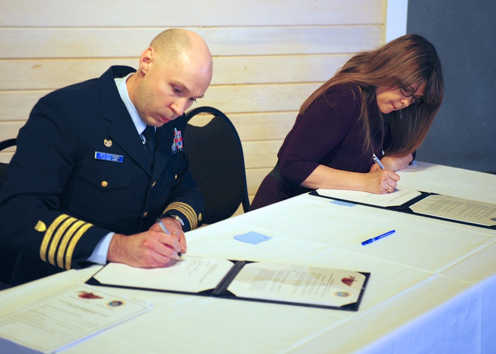 Coast Guard, Sun'aq Tribe of Kodiak sign joint cooperation agreement in Kodiak, Alaska