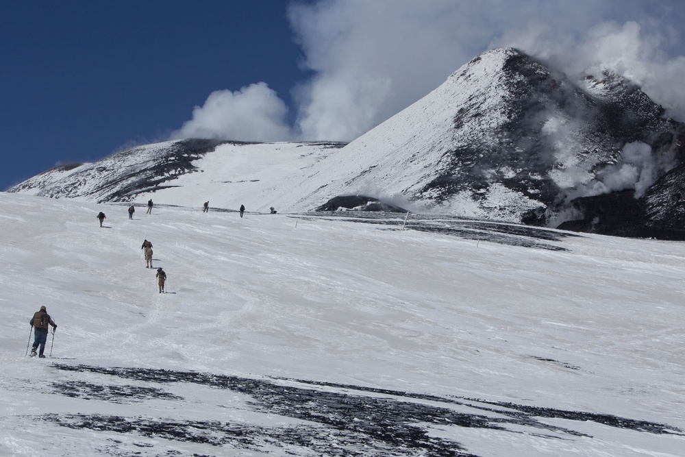 Marines and sailors hike Mount Etna