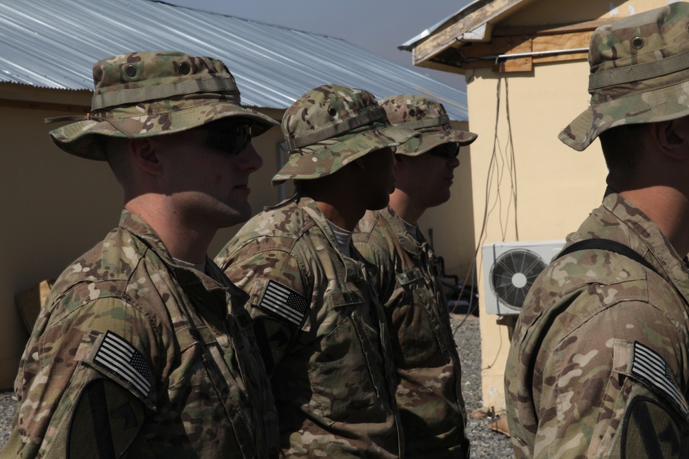 Promotion ceremony at FOB Julien