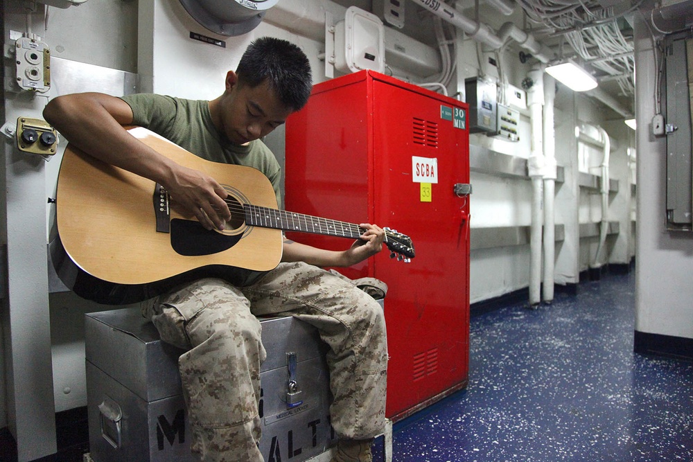 Marines, sailors aboard USS Rushmore spend free-time wisely