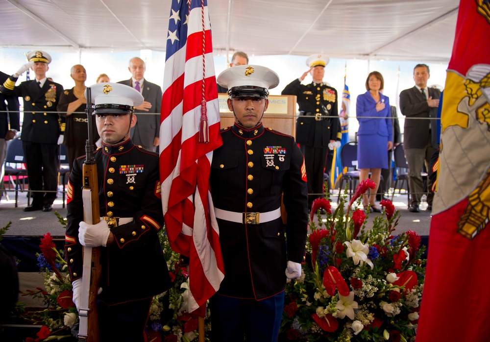 Christening ceremony of the Mobile Landing Platform USNS Monford Point