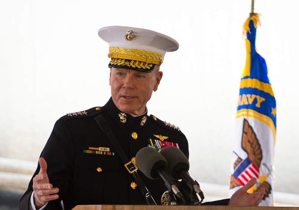 Christening ceremony of the Mobile Landing Platform USNS Monford Point