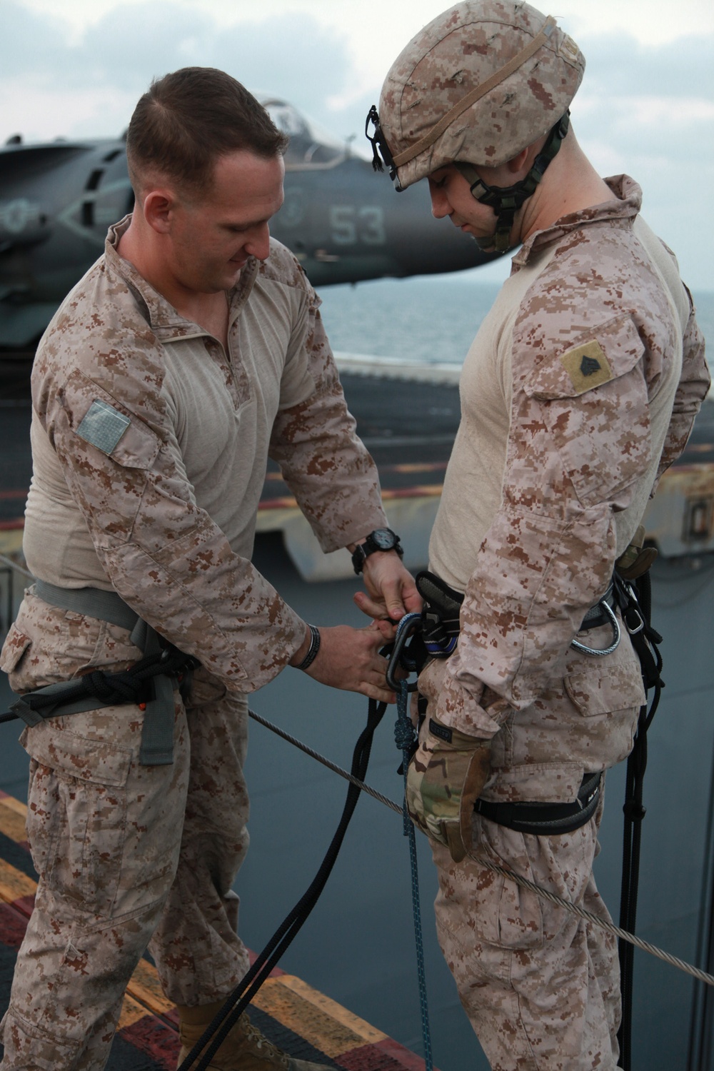 Helicopter Rope Suspension Technique Masters, Maritime Raid Force practice rappelling techniques