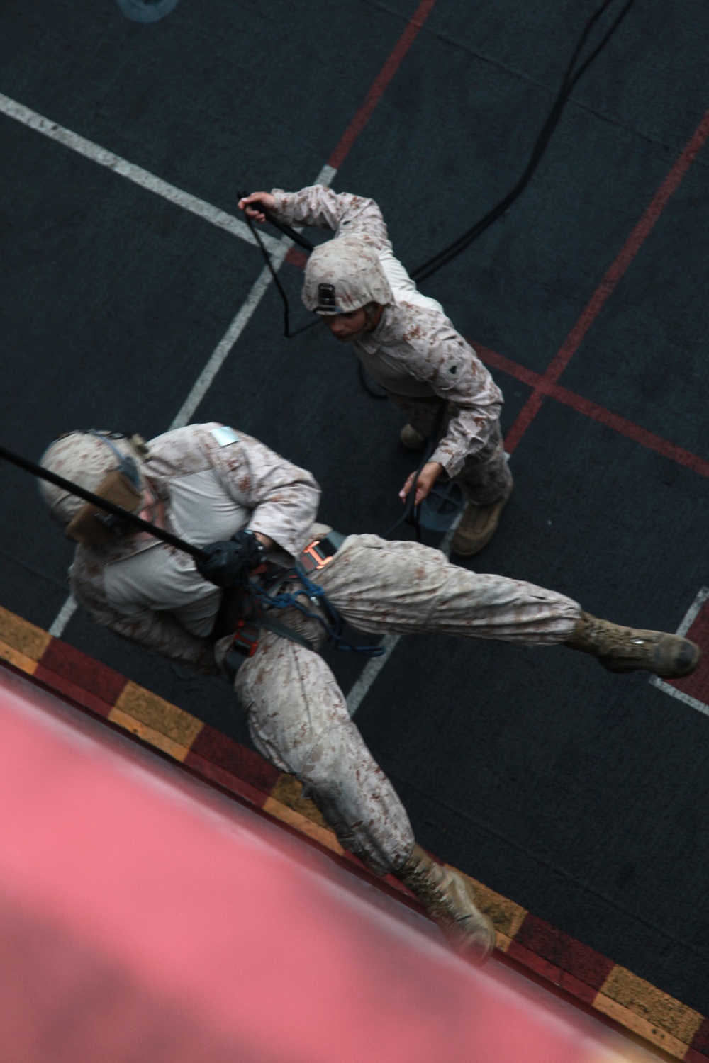 Helicopter Rope Suspension Technique Masters, Maritime Raid Force practice rappelling techniques