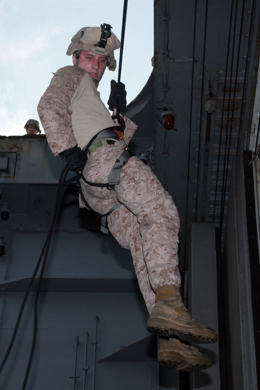 Helicopter Rope Suspension Technique Masters, Maritime Raid Force practice rappelling techniques