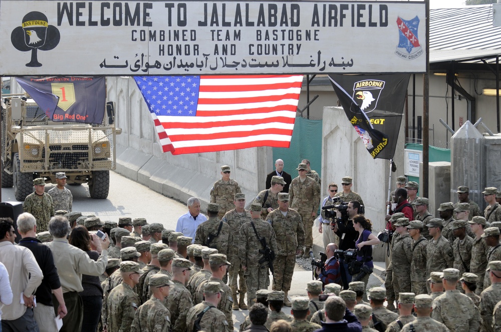 Secretary of defense visits Jalalabad Airfield, Afghanistan