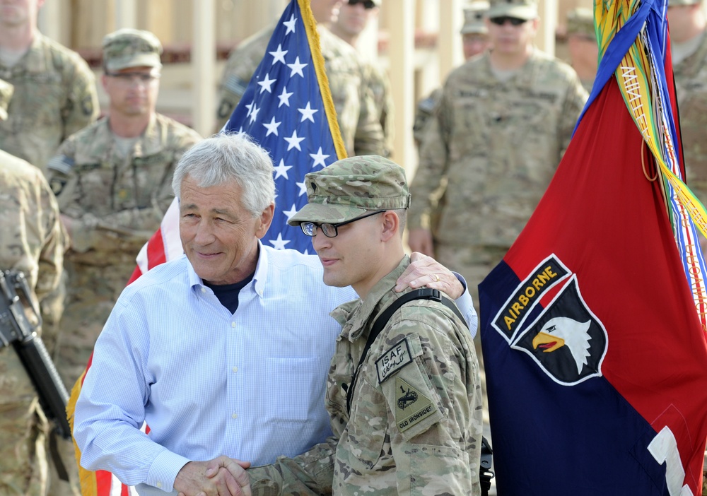 Secretary of defense visits Jalalabad Airfield, Afghanistan