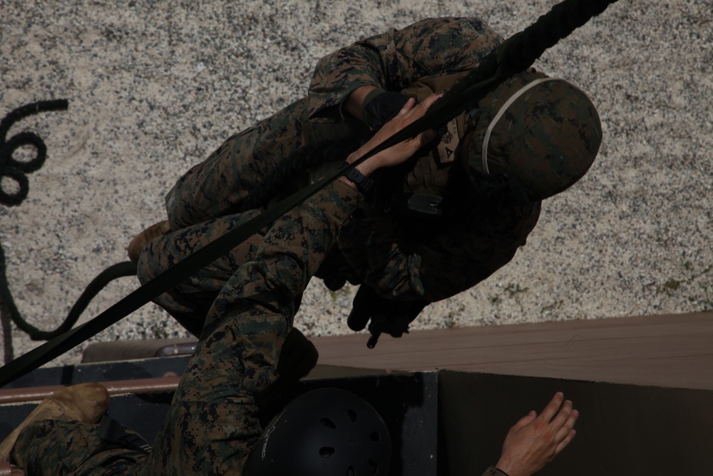 Infantry Marines on Guam master fast rope and rappel