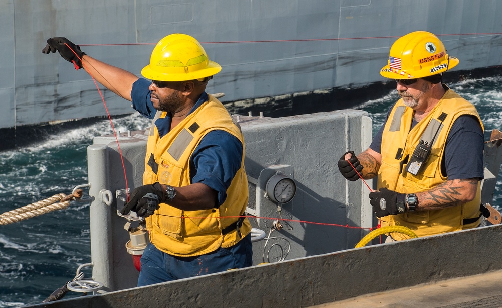 USS Ponce (AFSB(I) 15) underway replenishment with USNS Joshua Humphreys (T-AO 188)