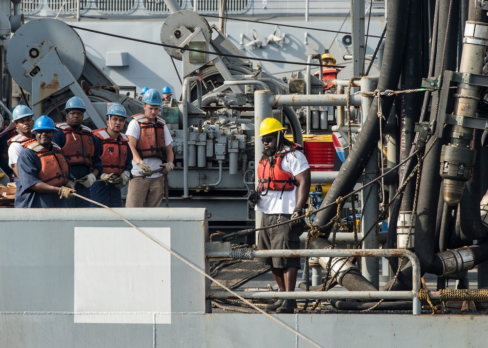 USS Ponce (AFSB(I) 15) underway replenishment with USNS Joshua Humphreys (T-AO 188)