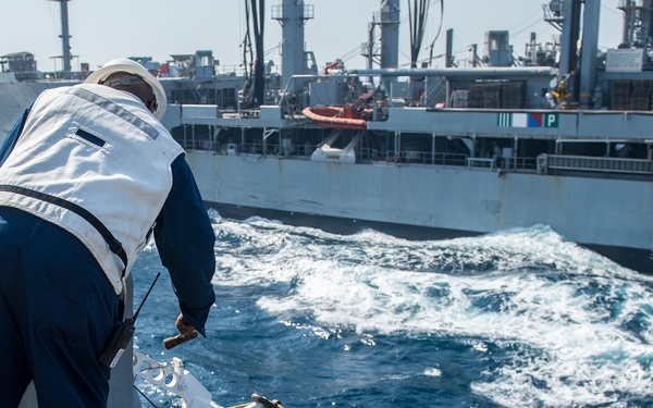USS Ponce (AFSB(I) 15) underway replenishment with USNS Joshua Humphreys (T-AO 188)