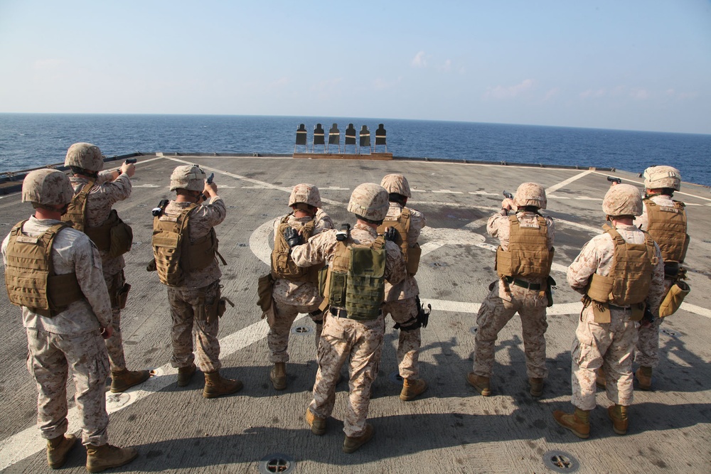 Darkhorse Marines train in pistol proficiency
