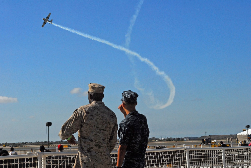 Marine and sailor watch air show