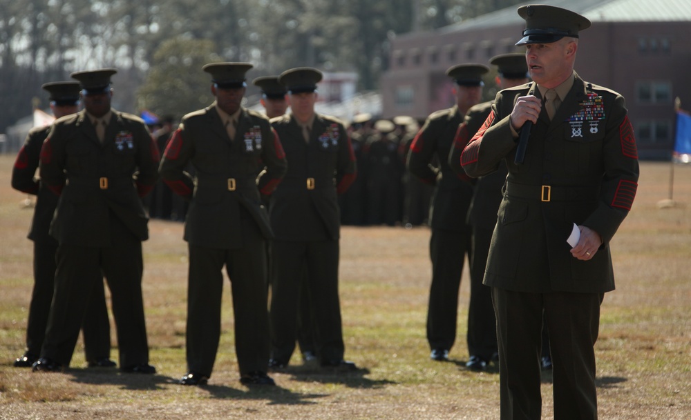 8th Marines says goodbye to sergeant major, welcomes new one