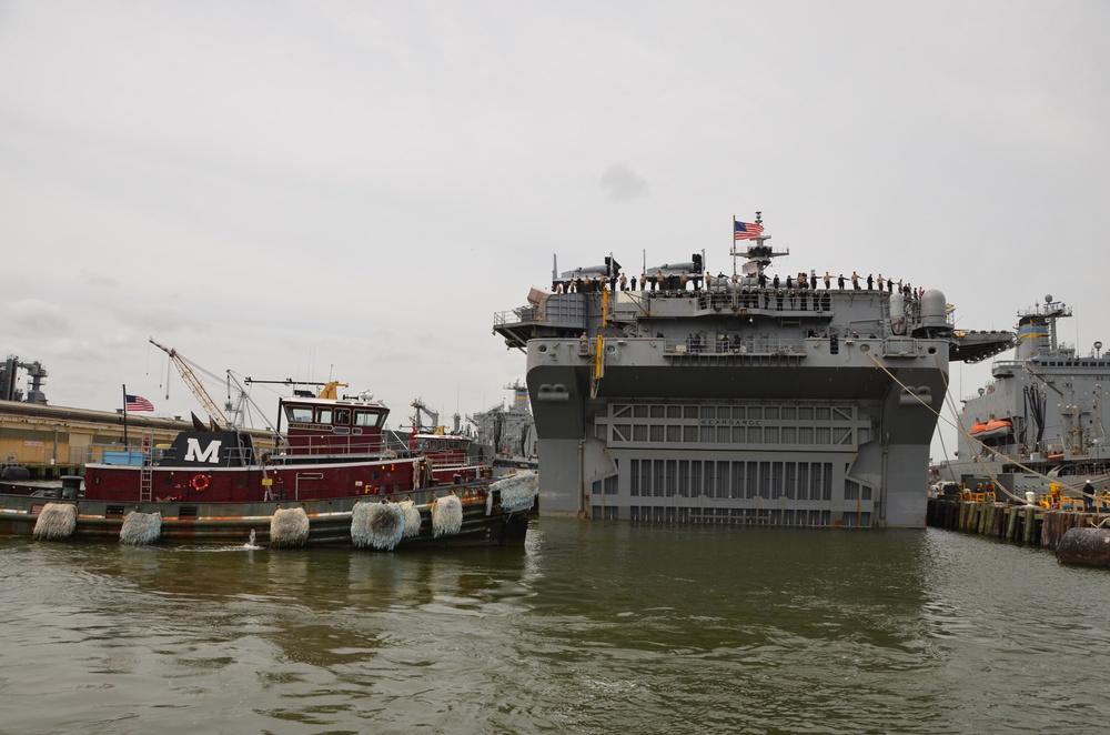 USS Kearsarge prepares to depart Naval Station Norfolk