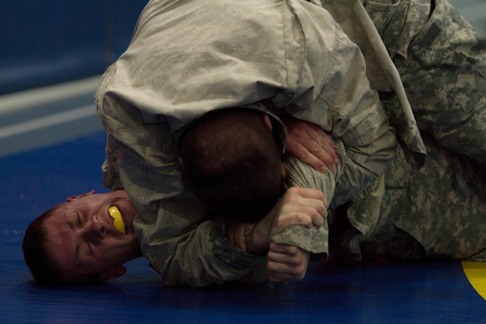 Spc. Bleed competes in 2013 Best Warrior Competition Modern Army Combatives