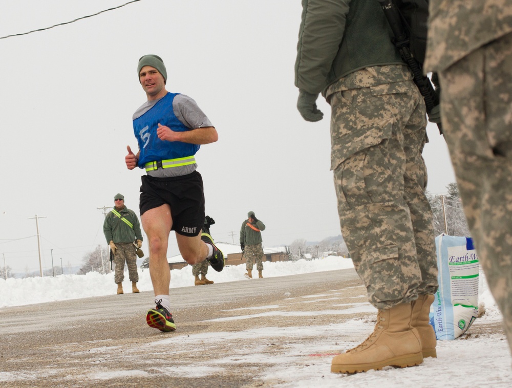 Spc. Goins finishes two-mile run for Best Warrior Competition