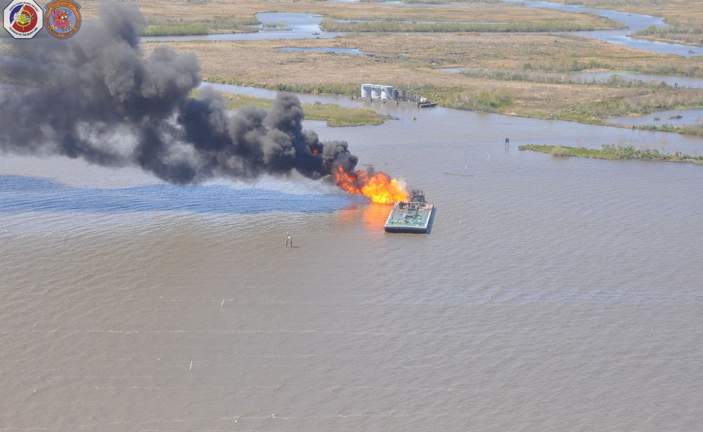 Coast Guard responds to allision, tug fire south of New Orleans
