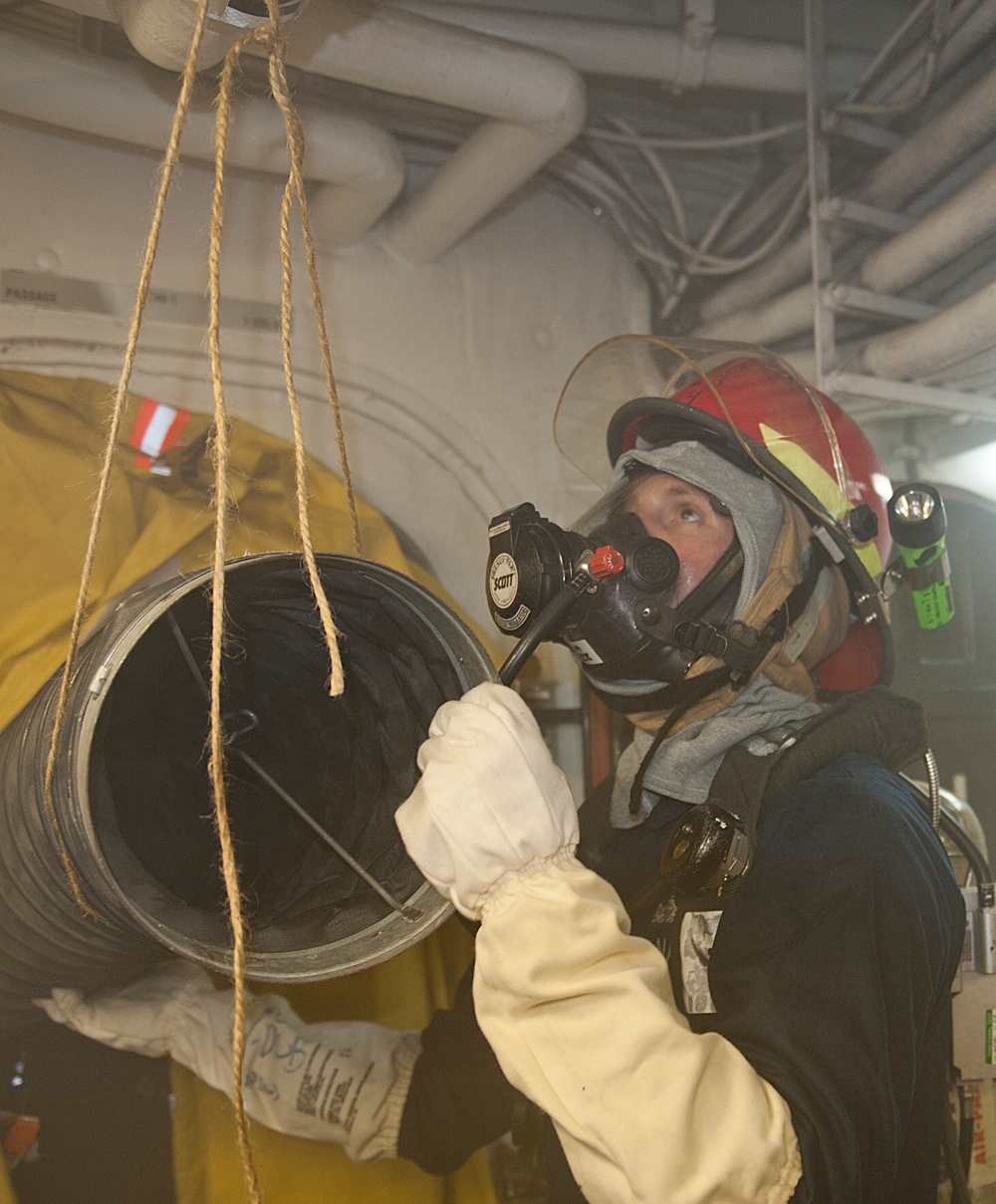 USS Carl Vinson fire drill