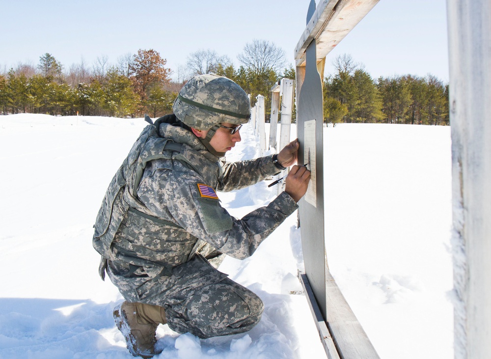 Sgt. Vargas marks zeroing target for weapons qualification in the Best Warrior Competition