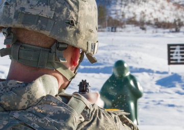 Staff Sgt. Dershem engages enemy targets at weapons qualification for Best Warrior Competition
