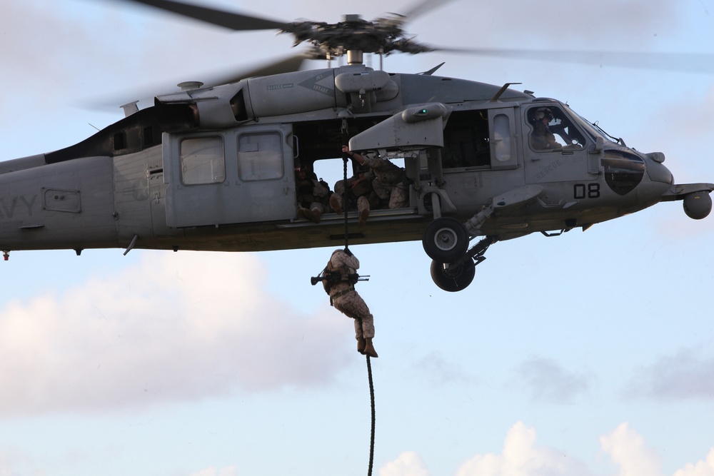 Marines Fast Rope During Guahan Shield