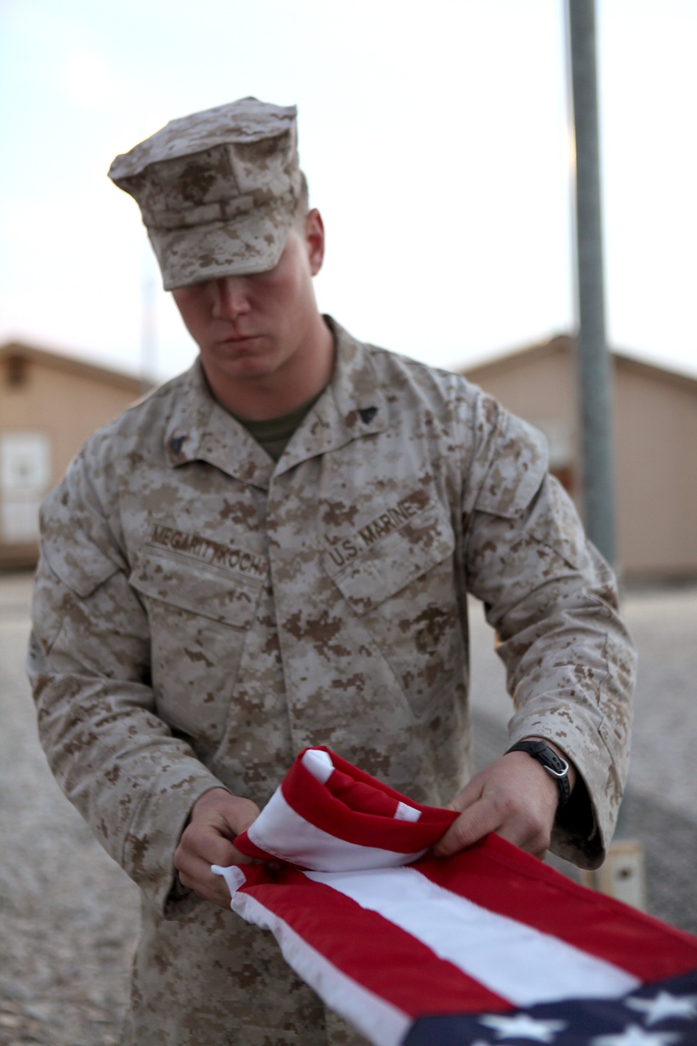 Marine Flies American Flag in Honor of his Father