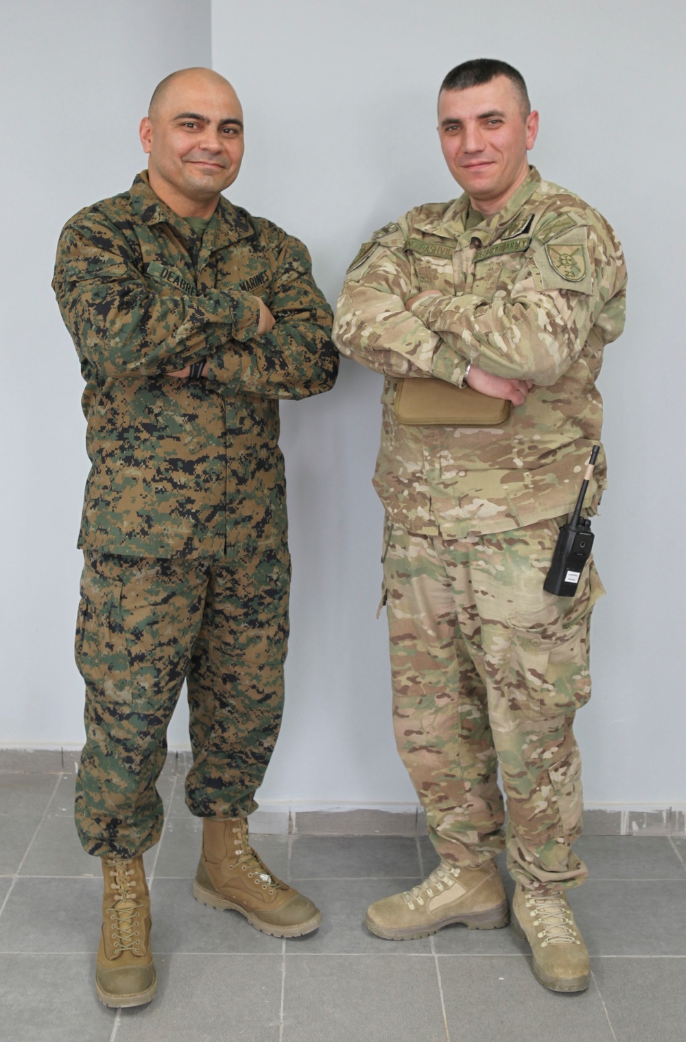 The Seargents Major of BSRF-13 and the Republic of Georgia's 23rd Bn pose for a photo