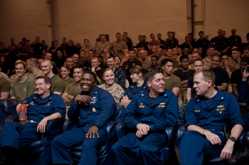 Peleliu hosts Peleliu Idol in the hangar bay