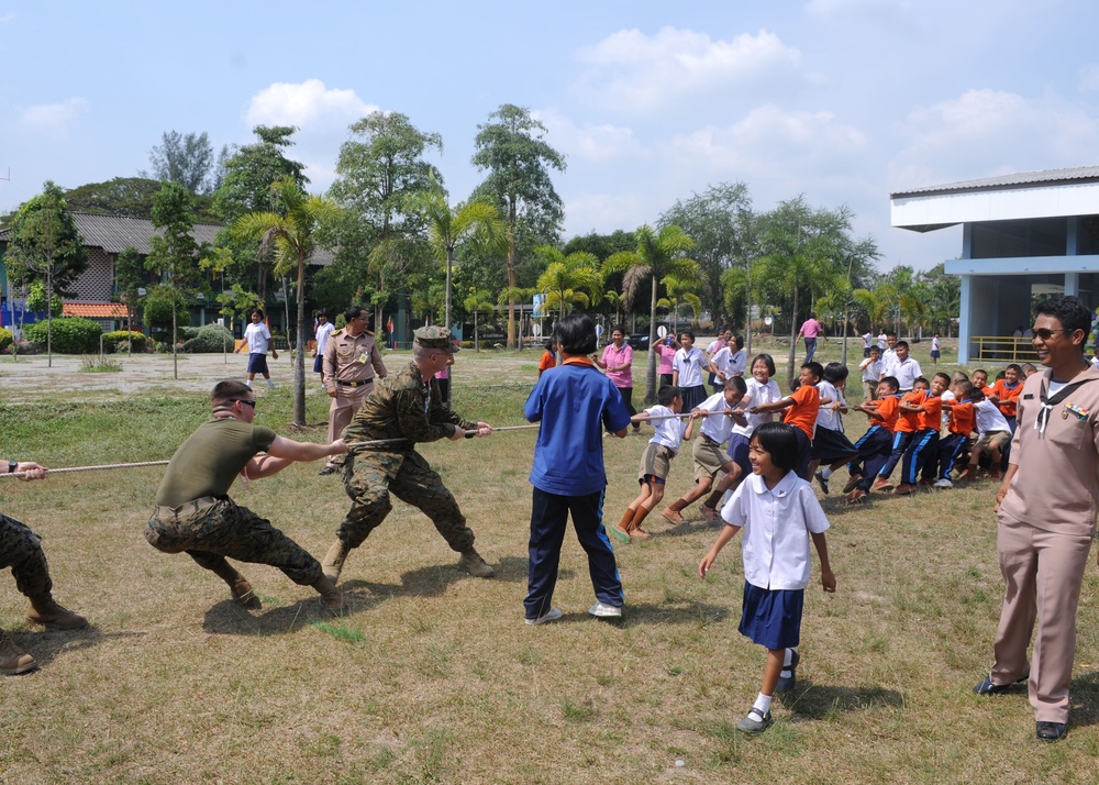 U.S. Marines, sailors bring smiles to Thai students during Cobra