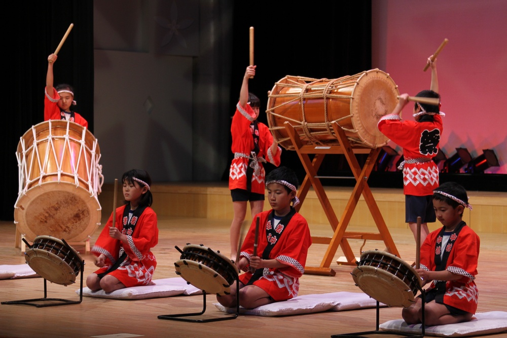 Students from Suo-Oshima Town Municipal Wada Elementary School perform during the U.S.-Japan Friendship Concert at