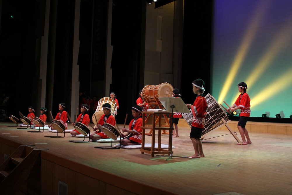 Students from Suo-Oshima Town Municipal Wada Elementary School perform during the U.S.-Japan Friendship Concert at