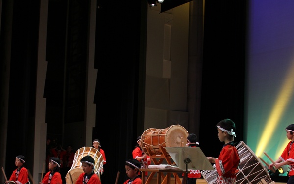 Students from Suo-Oshima Town Municipal Wada Elementary School perform during the U.S.-Japan Friendship Concert at