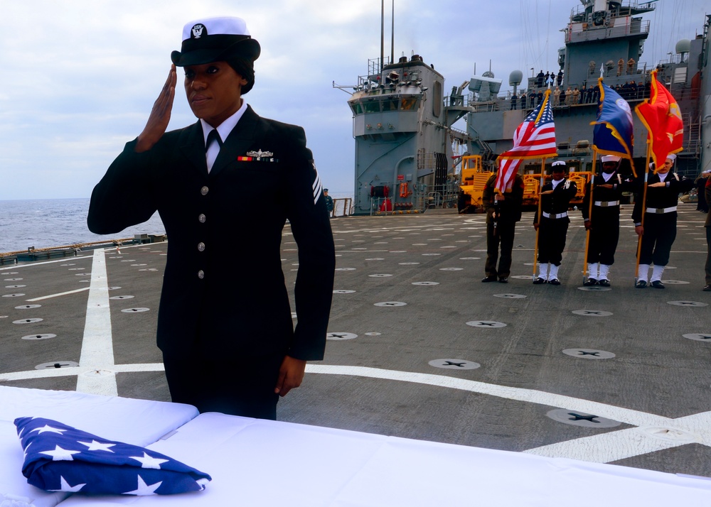 Burial at sea ceremony