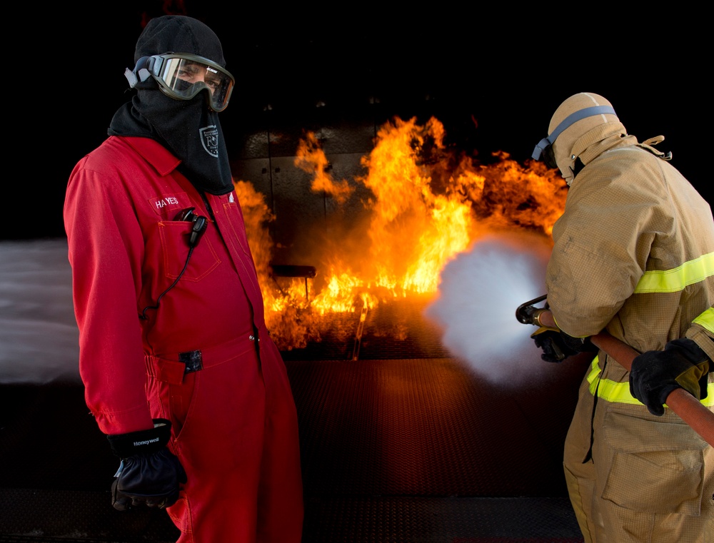 Shipboard firefighting course