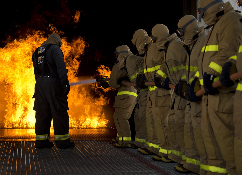 Shipboard firefighting course